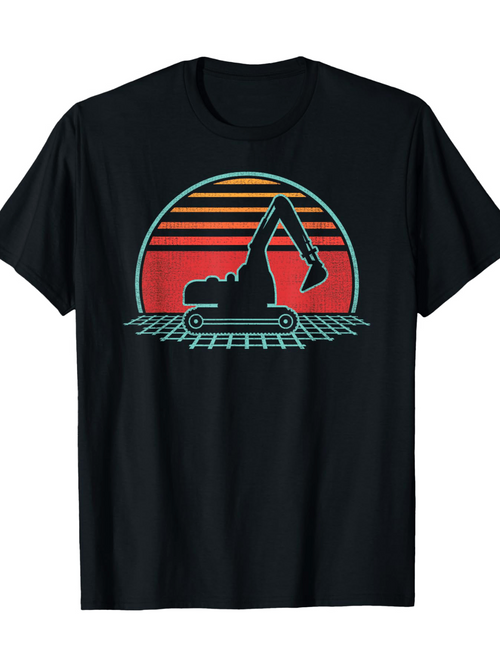 Men's Graphic T-Shirt Retro Sunset Grid With Silhouette Exercising Figure Skateboard
