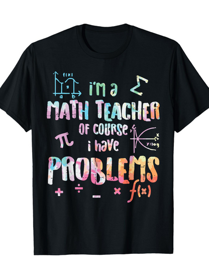 Men's Graphic T-Shirt Im A Math Teacher With Colorful Formula Icons And Math Symbols