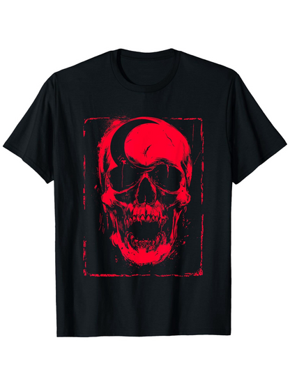 Men's Graphic T-Shirt Gothic Grunge Red Shadow Among Distressed Lines Skull
