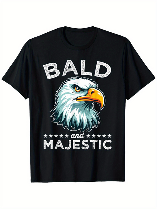 Men's Graphic T-Shirt Bald And Majestic Proud American Symbolic Eagle Illustration