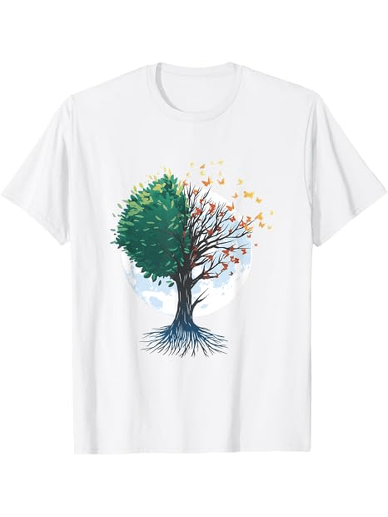 Men's Graphic T-Shirt Changing Seasons With Lush Summer And Autumn Leaves Tree