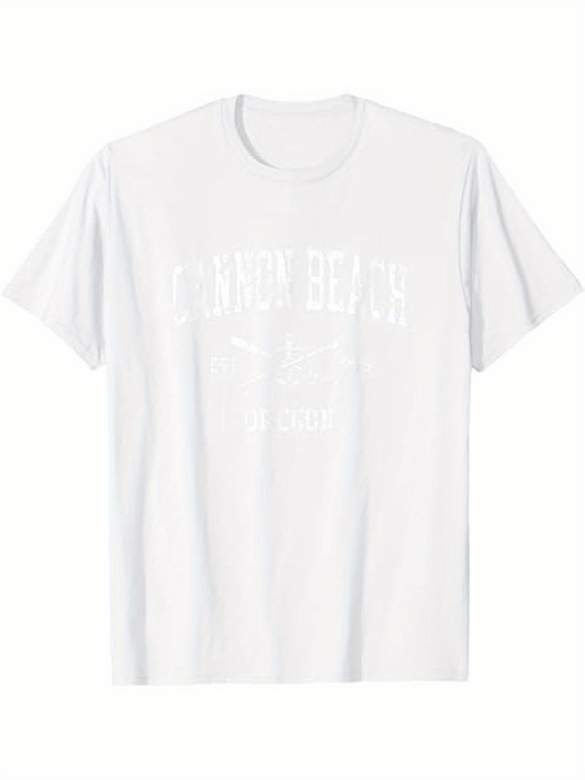Men's Graphic T-Shirt No Visible English Text Minimalist White Short Sleeve Single T Shirt