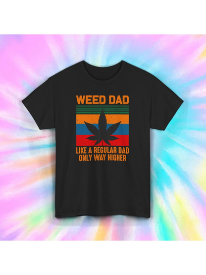 Men's Graphic T-Shirt Weed Dad Like A Regular Dad Only Way Higher With Retro Stripes And Marijuana Leaf