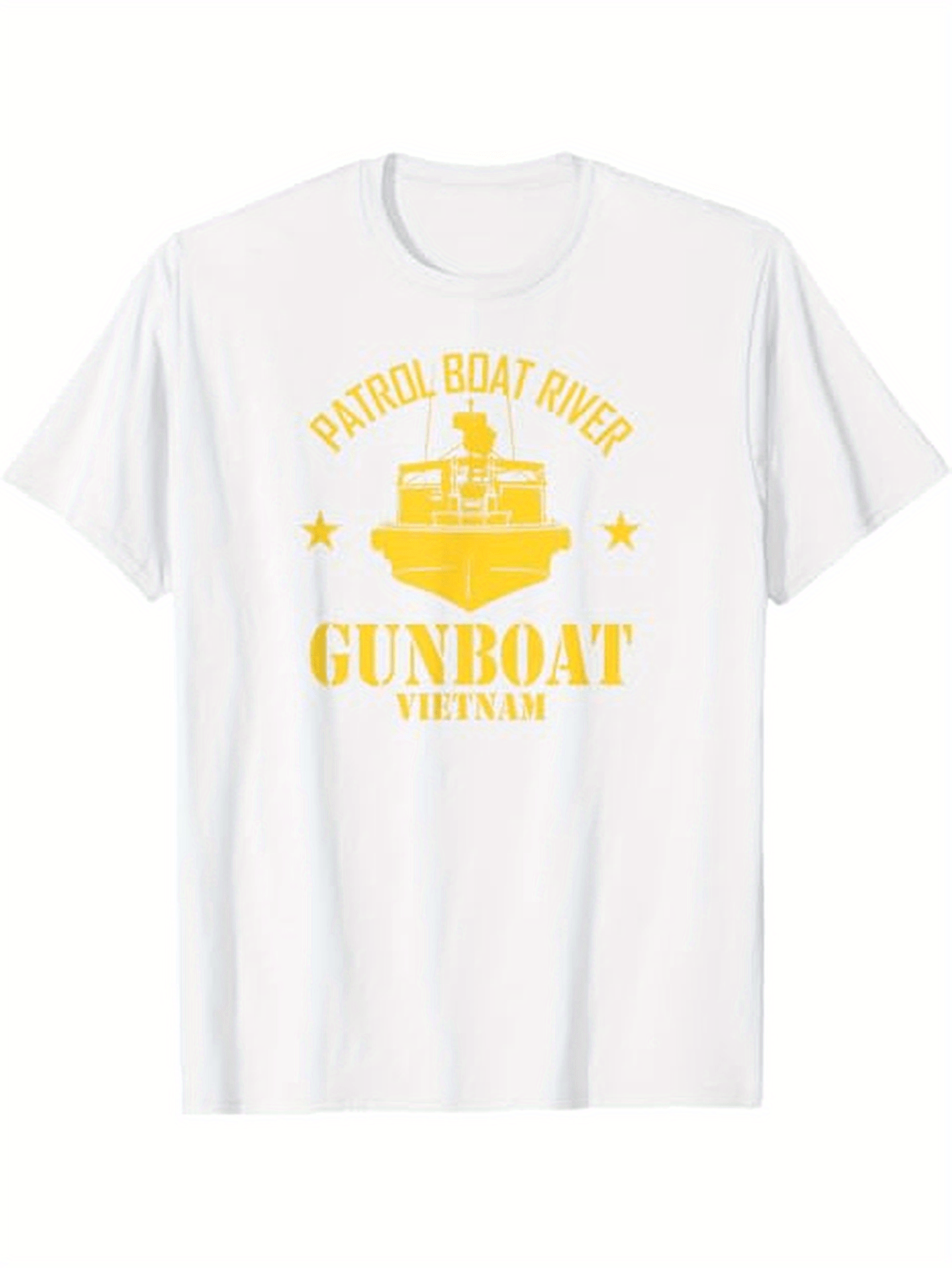 Men's Graphic T-Shirt Patrol Boat River Gunboat Vietnam With Military Star Emblems Underlined Boat