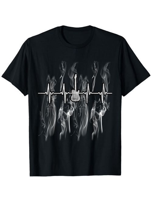 Men's Graphic T-Shirt Heartbeat With Smoldering Smoke Among Electric Guitar Graphic