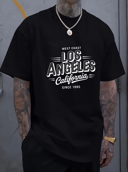 Men's Graphic T-Shirt West Coast Los Angeles California Since Nineteen Eighty Five Typography Street Vibes Inspired Shirt