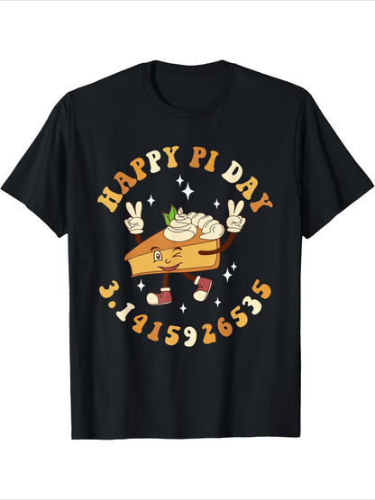 Men's Graphic T-Shirt Happy Pi Day Whimsical Cartoon Slice With Cream Pie