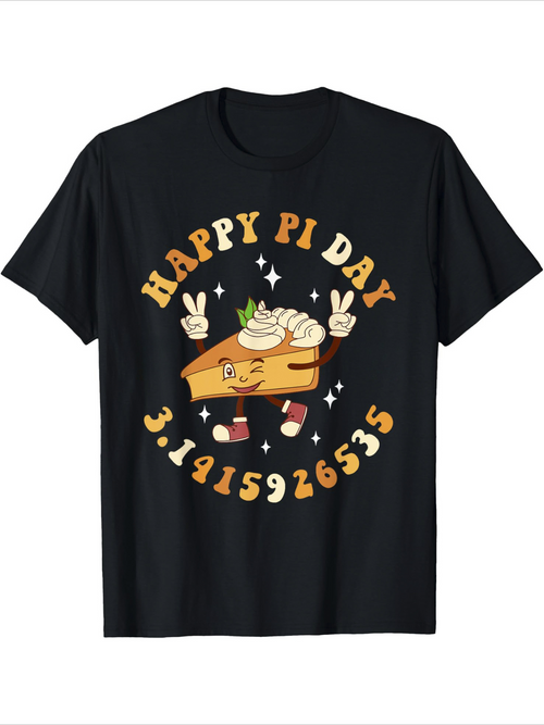 Men's Graphic T-Shirt Happy Pi Day Whimsical Cartoon Slice With Cream Pie