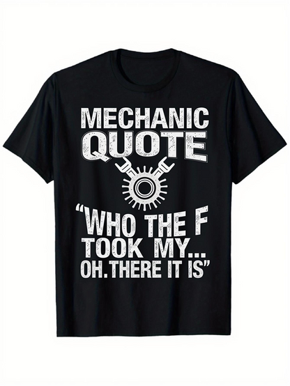 Men's Graphic T-Shirt Mechanic Quote Lettering With Wrench And Gear Design T Shirt