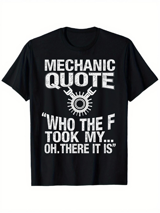 Men's Graphic T-Shirt Mechanic Quote Lettering With Wrench And Gear Design T Shirt