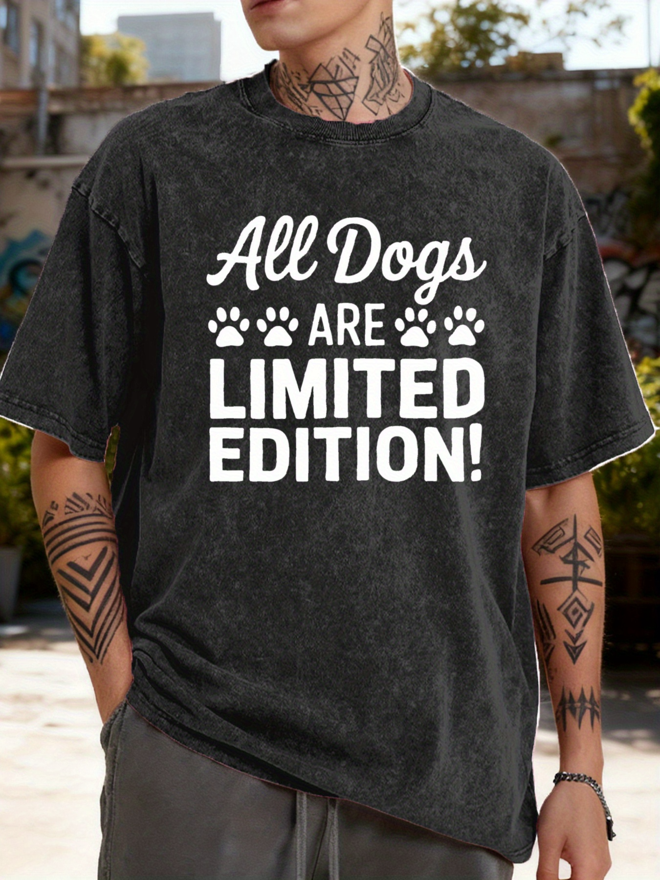 Men's Graphic T-Shirt All Dogs Are Limited Edition Bold Paw Prints Statement Dog