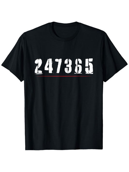 Men's Graphic T-Shirt Distressed White Numbers With Subtle Faded Grunge Effect 247365