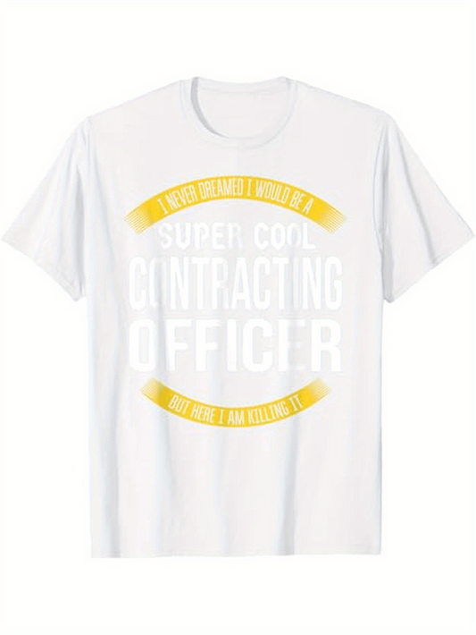 Men's Graphic T-Shirt Proudly Serving As Contracting Officer With Bold Yellow Accent Text