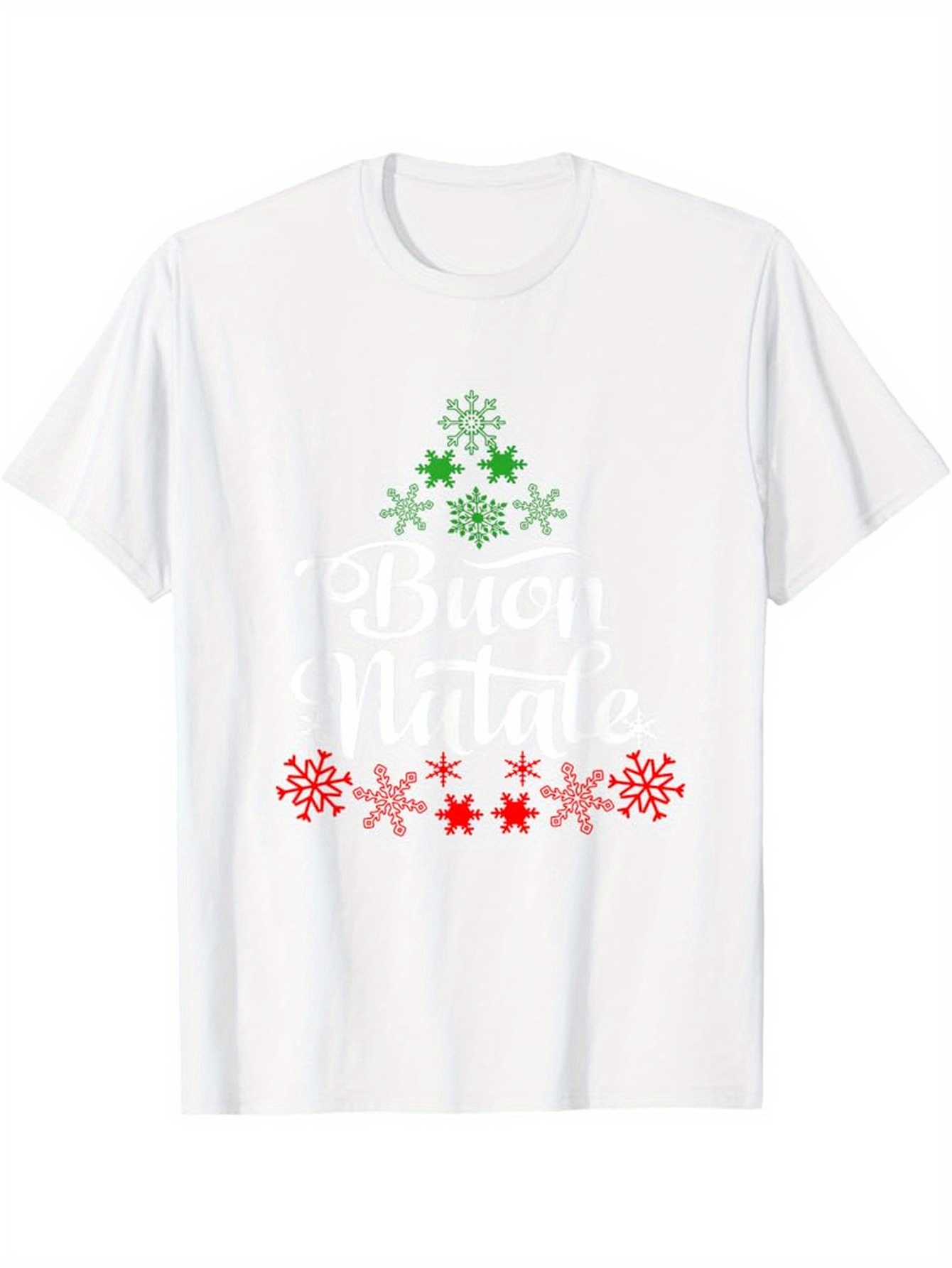 Men's Graphic T-Shirt Christmas Tree With Green Snowflakes And Red Stars Christmas