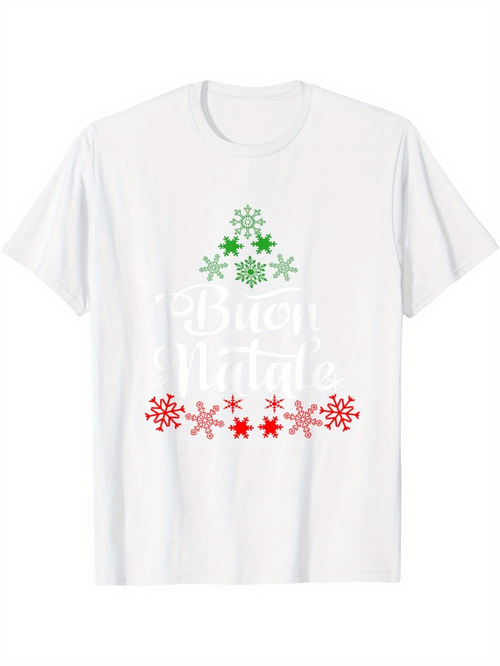 Men's Graphic T-Shirt Christmas Tree With Green Snowflakes And Red Stars Christmas