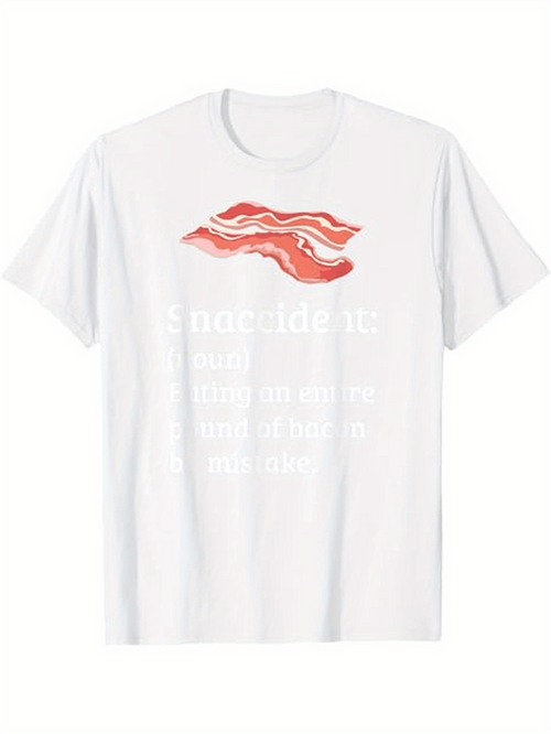 Men's Graphic T-Shirt Sizzling Crispy Strips Of Bacon On White Shirt Bacon
