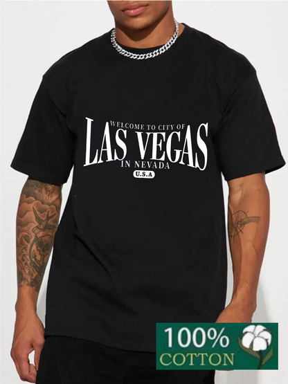 Men's Graphic T-Shirt Welcome To City Of Las Vegas Nevada With Classic White Lettering T Shirt