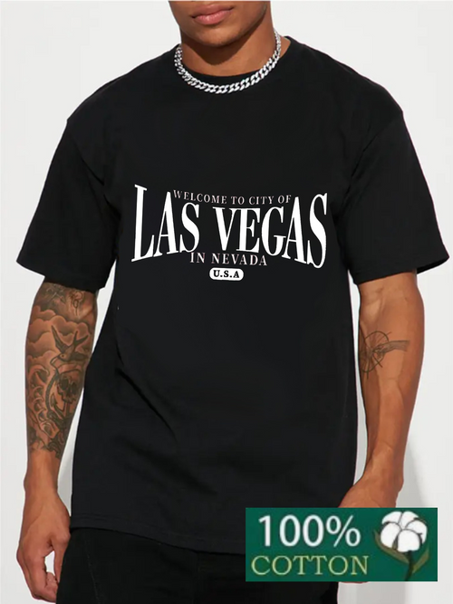 Men's Graphic T-Shirt Welcome To City Of Las Vegas Nevada With Classic White Lettering T Shirt