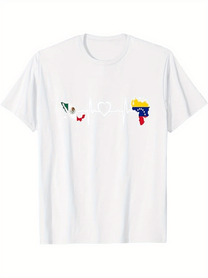 Men's Graphic T-Shirt Minimalist Abstract Flags And Symbols On Crisp White Shirt