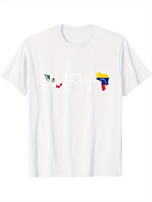 Men's Graphic T-Shirt Minimalist Abstract Flags And Symbols On Crisp White Shirt