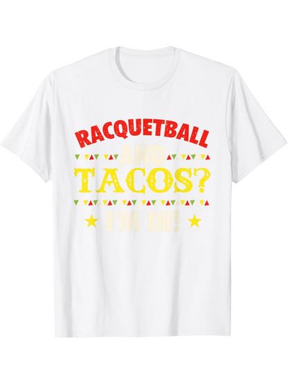 Men's Graphic T-Shirt Racquetball With Bright Yellow Stars And Playful Taco Design