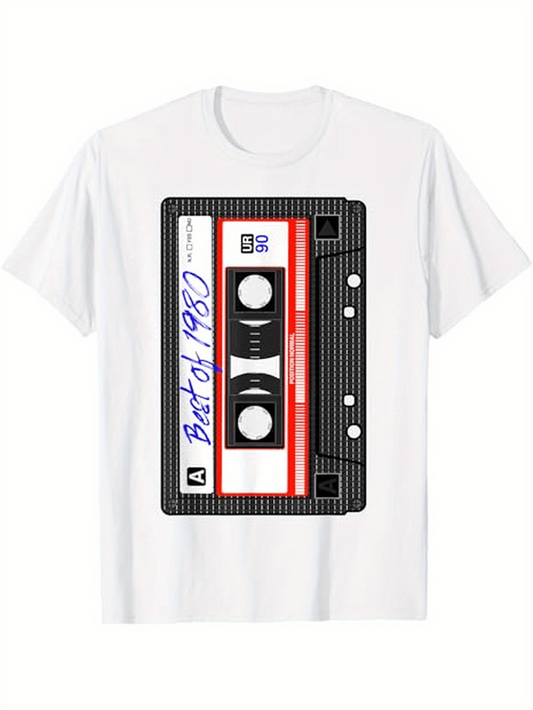 Men's Graphic T-Shirt Best Of 1980 Vintage Audio Cassette Tape Graphic T Shirt