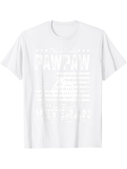 Men's Graphic T-Shirt Pawpaw Printed Letters With American Flag Inspired Graphic Design T Shirt