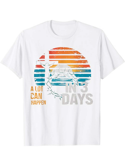 Men's Graphic T-Shirt A Lot Can Happen In Five Days Retro Sunset With Ferris Wheel And Striped Colors Theme