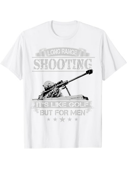Men's Graphic T-Shirt Long Range Shooting With Sniper Rifle And Stylized Target Marksman