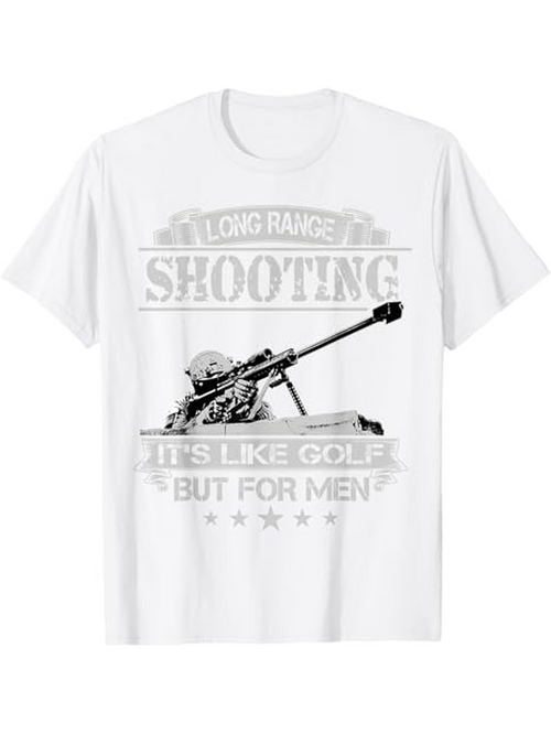Men's Graphic T-Shirt Long Range Shooting With Sniper Rifle And Stylized Target Marksman