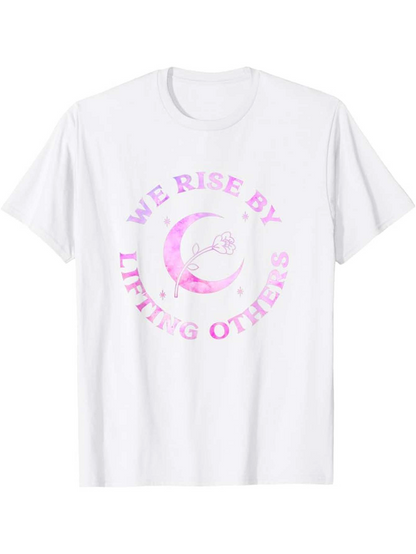Men's Graphic T-Shirt We Rise By Lifting Others Pastel Pink Glitter Moon And Stars