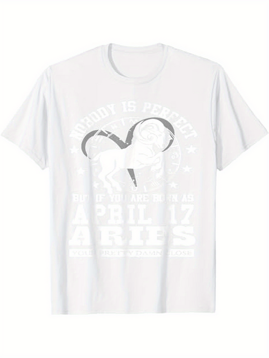 Men's Graphic T-Shirt April Seventeenth Birthday Zodiac Aries Horoscope Heart
