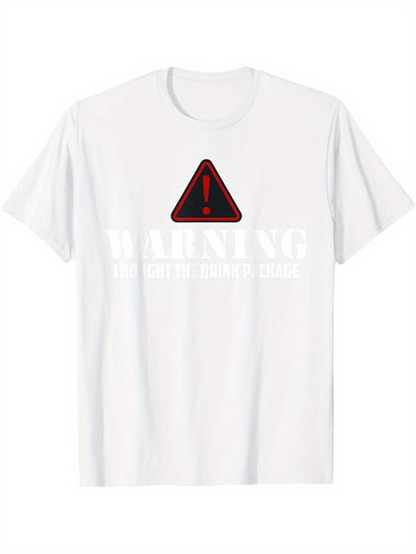 Men's Graphic T-Shirt Warning Sign With Red Exclamation In Black Triangle On White Background