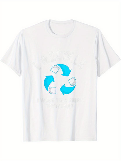 Men's Graphic T-Shirt Blue Arrows Forming A Circular Recycle Symbol With White Background