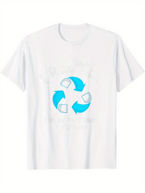 Men's Graphic T-Shirt Blue Arrows Forming A Circular Recycle Symbol With White Background