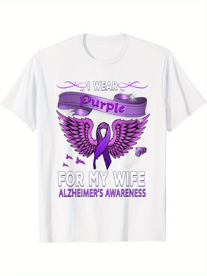 Men's Graphic T-Shirt I Wear Purple With Wings Butterflies For Alzheimers Awareness Ribbon