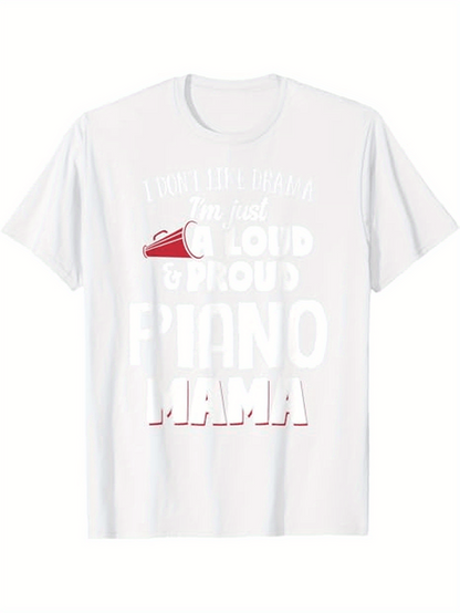 Men's Graphic T-Shirt Loud Proud Words With Decorative Red Shoe Piano Mama