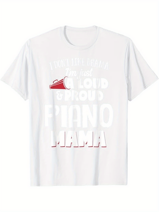 Men's Graphic T-Shirt Loud Proud Words With Decorative Red Shoe Piano Mama