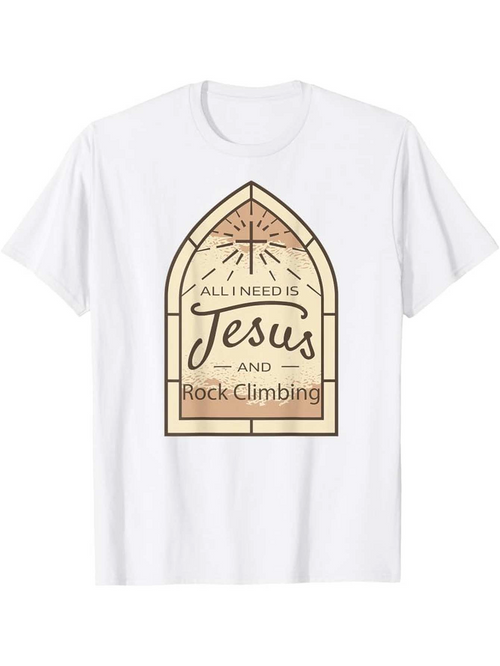 Men's Graphic T-Shirt All I Need Is Jesus Among Light Stained Glass Window Graphic