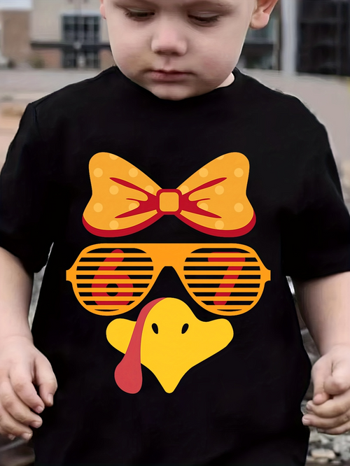 Men's Graphic T-Shirt Playful Yellow Chicken With Sunglasses And Red Bow