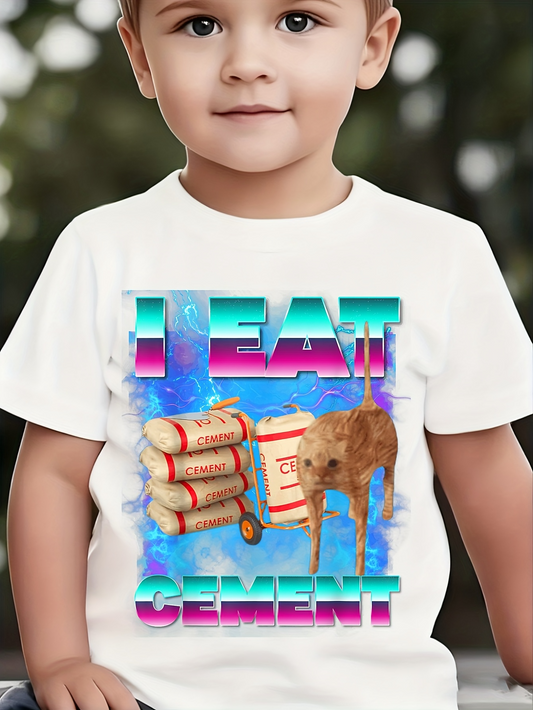 Men's Graphic T-Shirt I Eat Cement Bags With Shovel Dog Among Bright Neon Colors