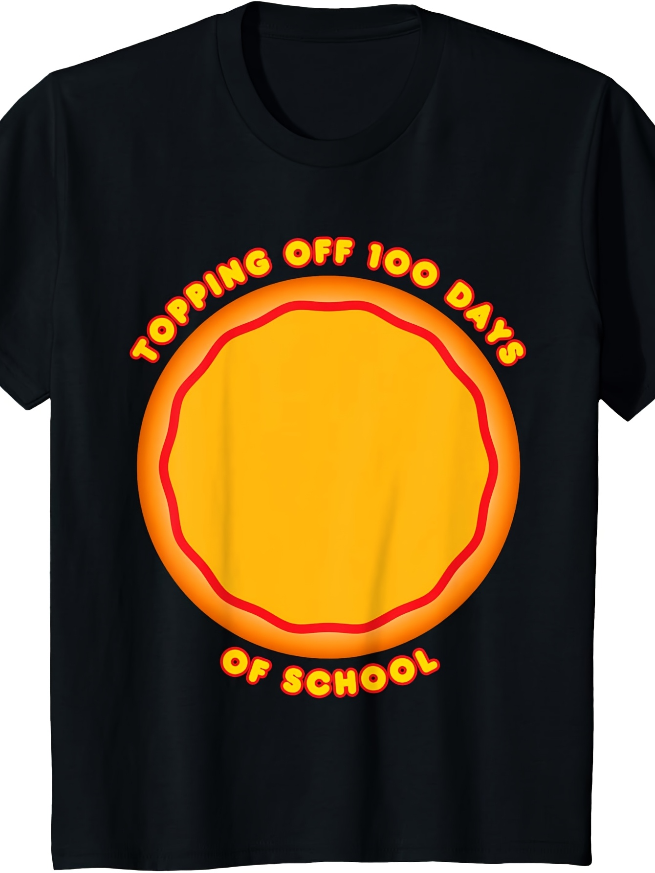 Men's Graphic T-Shirt Topping Off 100 Days Of School With Cartoon Style Pizza Crust Print