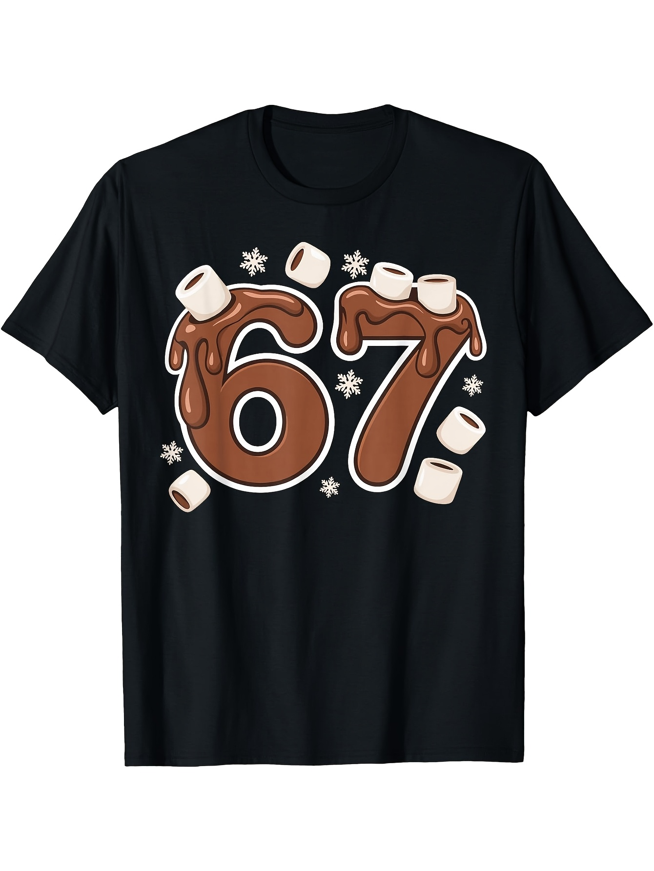 Men's Graphic T-Shirt Numbers With Melting Chocolate Topping And Marshmallows Number