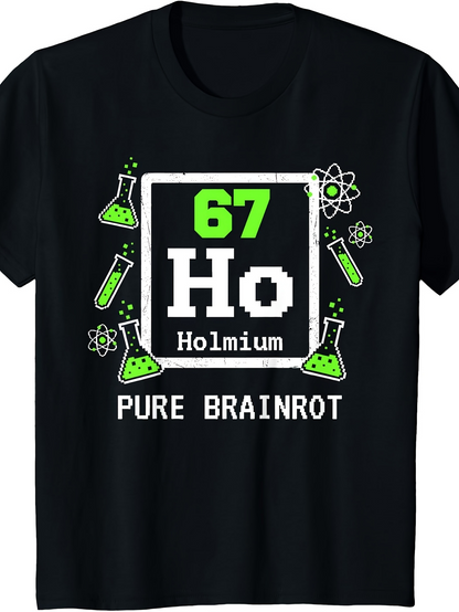 Men's Graphic T-Shirt Pure Brainrot Neon Science Elements With Laboratory Flasks Holmium Design