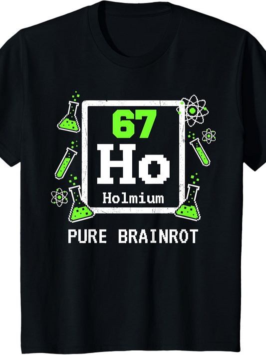 Men's Graphic T-Shirt Pure Brainrot Neon Science Elements With Laboratory Flasks Holmium Design