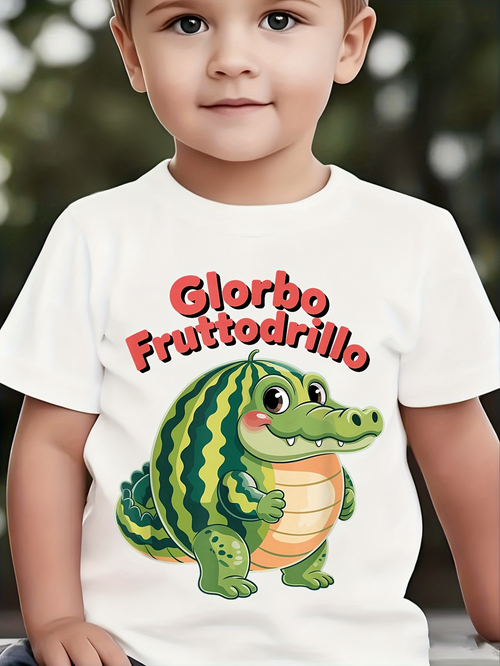 Men's Graphic T-Shirt Glorbo Fruttodrillo Smiling Watermelon Patterned Cute Cartoon Crocodile