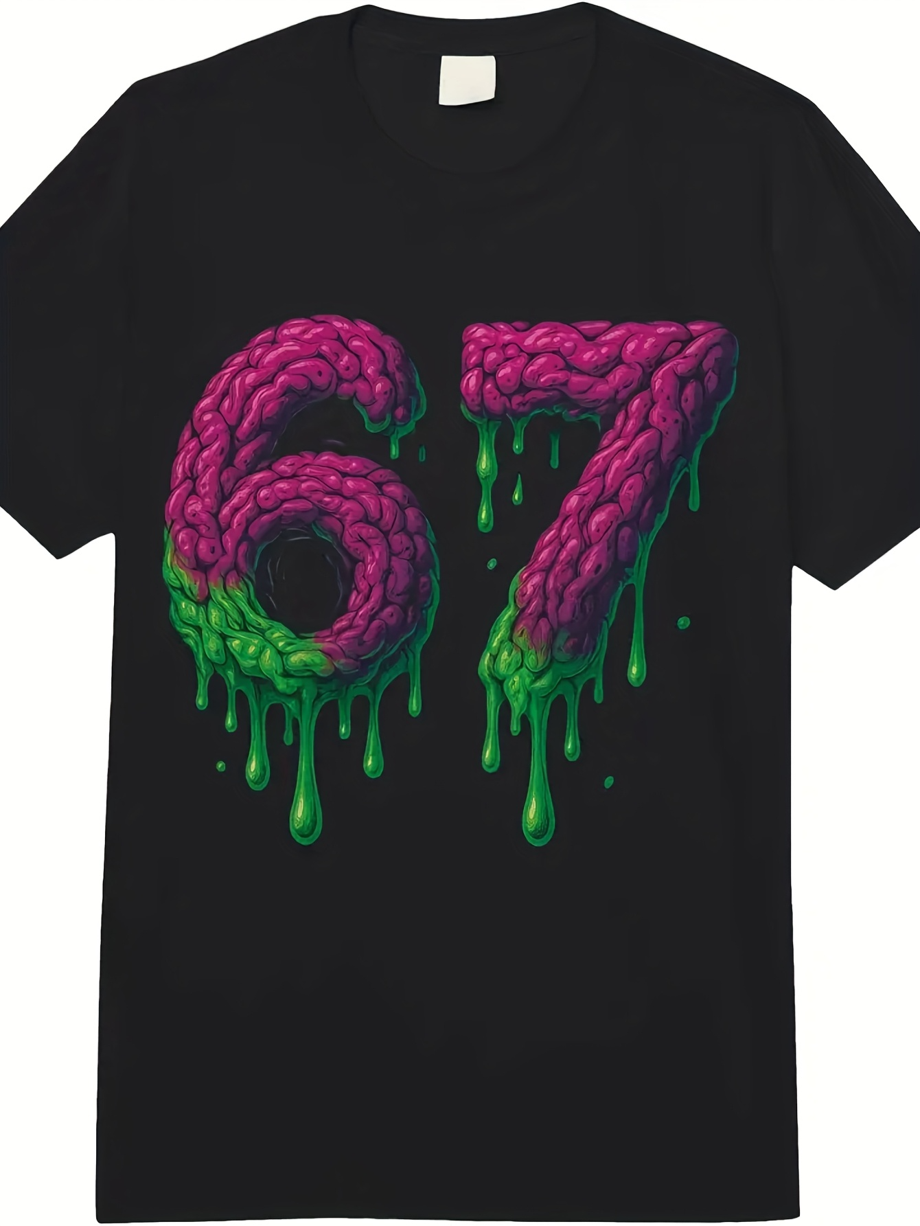 Men's Graphic T-Shirt Dripping Liquid Brain Texture With Bold Bright Colored Numbers