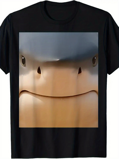 Men's Graphic T-Shirt Warm Sunset Shine Reflecting On Smiling Manta Ray Face