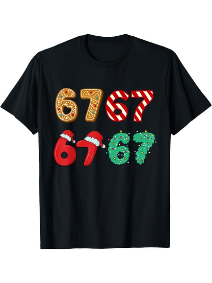 Men's Graphic T-Shirt Christmas Festive Cookies Candy And Santas Hat Number Print