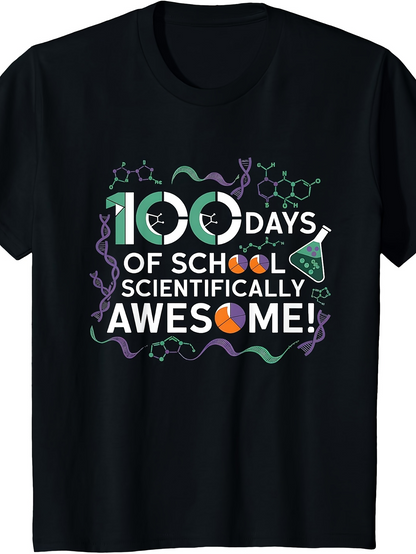 Men's Graphic T-Shirt 100 Days Of School With Chemistry Science Icons And Molecules Awesome